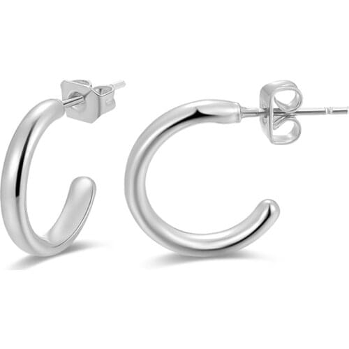 Copper Half Round Circle Stud Earrings Simplicity C Shape Hoop Earrings For Women Wedding Fashion Jewelry Wholesale Free Ship