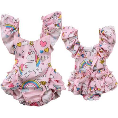 Newborn Baby Girls Backless Unicorn Cute Cartoon One Piece Swimsuit Bathing Suits Bikini Swimwear for Girls
