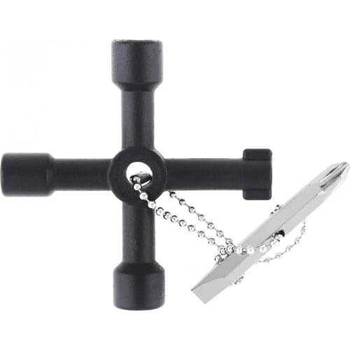 Multifunctional Black Cross Key Wrench Bit Slotted Head Phillips Head for Electric Control Cabinet / Ladder Train Water Meter