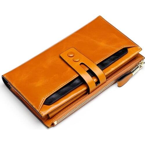 Fashion Women Leather Wallets Female Wallet Genuine Leather Ladies Purse Hasp Women Purses Long Card Holder Cartera Mujer