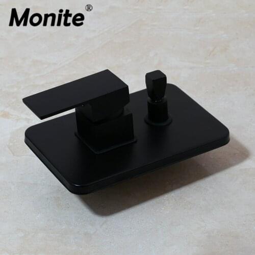 Monite Black Chrome Bath Products In Mounted Wall Of Bathroom Faucet Shower Mixer Powered Function Brass Control Valve Golden