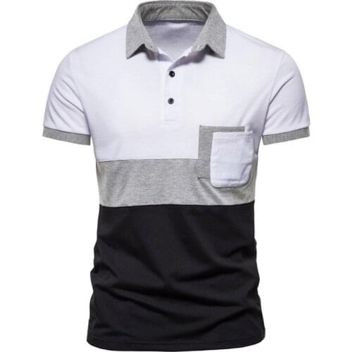 2021 New Summer Fashion Casual Mens Matching Color Lapel Slim Business Casual Short Sleeve Polo Shirt Men