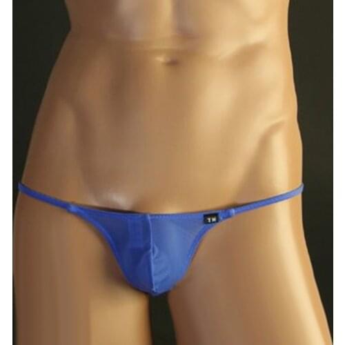 Mens G-String Breathable Underwear T-Back Sexy Micro Low-Rise Bikini See Through Solid Color For