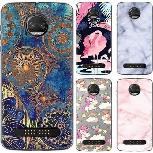 Soft Phone Case Silicone Cover For Moto Z2 Force (Z 2018) 5.5-inch TPU Fashion Colorful Pattern Painted Transparent Case
