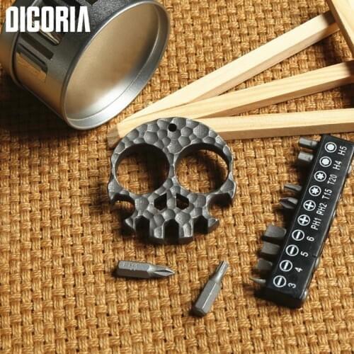 DICORIA bottle opener Skull Skeleton Real Titanium Hand Tools sets Multi function Screwdrivers Sockets outdoor gear pocket EDC