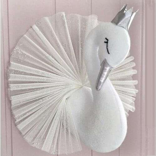 Wall Hanging 3D Golden Crown Swan Girl Swan Doll Stuffed Toy Wall Decoration