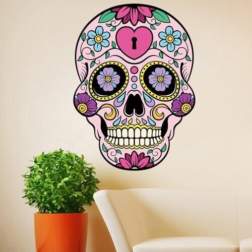 Halloween Skull Pink Wall Stickers Living Room Bedroom Childrens Stickers Simple And Practical Removable
