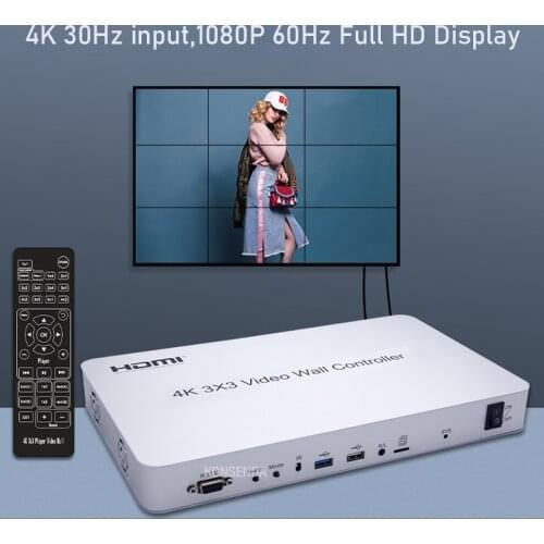 4K 3x3 HDMI Video Wall Controller Big Screen Processor Multi Display Splicer 3x2 2x2 3x1 1x3 2x3 4x2 2x4 HDMI Video Controller