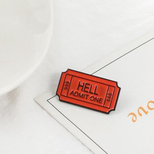 New movie ticket stub coupon HELL ADMIT ONE999 brooch hot denim clothing backpack badge pendant jewelry gift