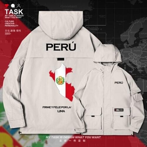 Peru Peruvian PE PER men jacket hooded map nation flag trench coat men mens fashion jackets top mens printed clothes autumn