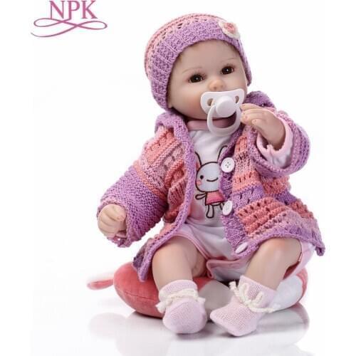 NPK Realistic Baby Dolls Reborn Girl 18'' Lifelike Soft Silicone Babies Reborn Baby Doll Toys For Children Christmas Gift
