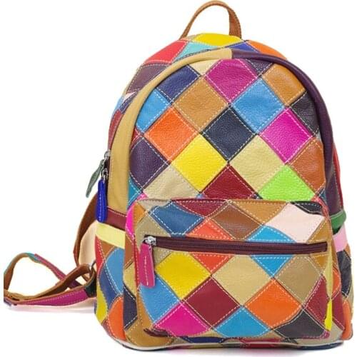 High Quality Women Backpack New Multicolor Backpacks For Teenage Girls Fashion School Bags Real Genuine Leather Mochila Feminina