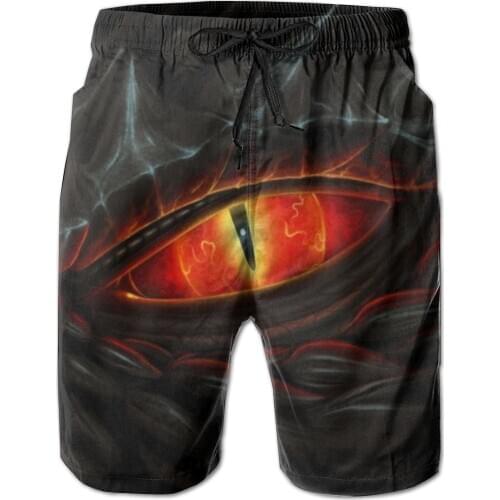 Beach Shorts Men Glowing Red Eye Of Black Dragon Painting Summer Men Shorts Comfortable Drawstring Casual Mens Shorts
