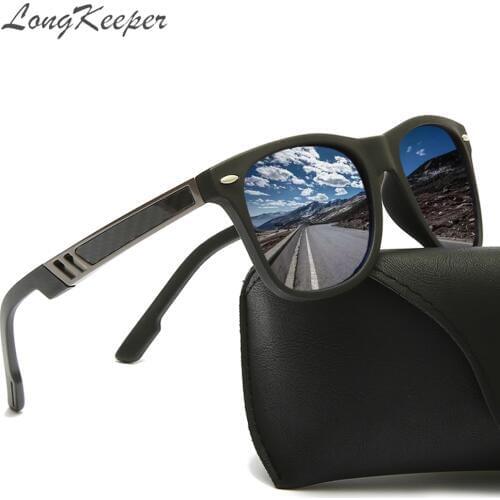 LongKeeper TR90 Polarized Sunglasses Men Square Flexible Driving Sun Glasses Famous Brand Male Women UV400 Sport Eyewear oculos