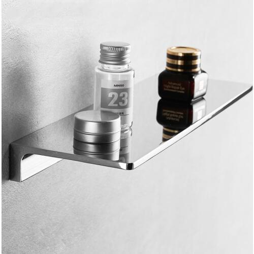 Modern Solid Brass Shower Caddy Rack 30cm Polished Bathroom Accessories Set Square Corner Shelf Mirror Front Frame Wall Mounted