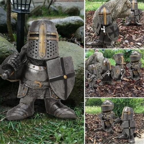 Garden Knight Statue Dwarf Protection Armor Miniature Knights Sculpture For Garden Decoration Outdoor Garden Garten Ornaments