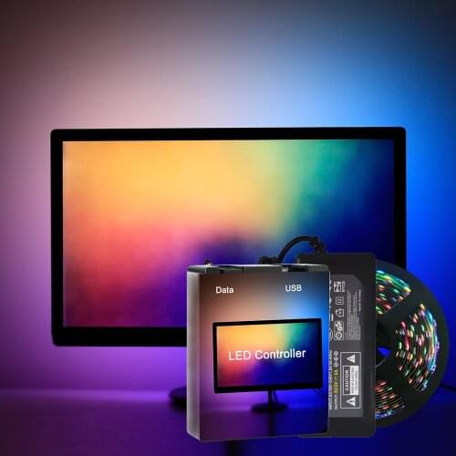 Easy DIY Ambient Kit for Computer Desktop PC Screen Backlight lighting RGB 5V WS2812B USB LED Strip Light 1M 2M 3M 4M 5M