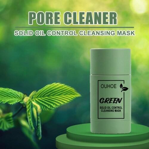Green Tea Solid Mask Oil-Control Pore Cleansing Lasting Moisturizing Eggplant Mask Deep Cleansing Remove Acne Face Care TSLM1