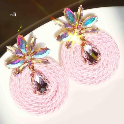 YaYi Jewelry Multi Flower Dangle Crystal Women Ancient Gold Color Wear Ear Band Tassel Wedding Stud Drop Hoop Clip Earrings
