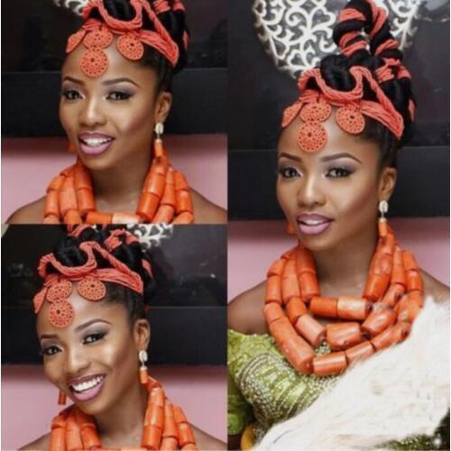 Dudo African bridal Jewelry Set Genuine Luxury Coral Beads Necklace Set Women Big Free Shipping Bracelet Earrings And Necklace