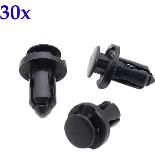 30pcs 10mm Plastic Rivets for Mazda Honda Acura Ford Universal Auto Fasteners Bumper Clip Car Front Grille Retainer Push Pin M10