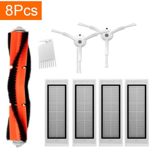 8PCS Mi Robot Vacuum Cleaner Parts Replacement Kit for Xiaomi Robo2 Robot S50 S51 Main Brush Filters Side Brushes Accessories