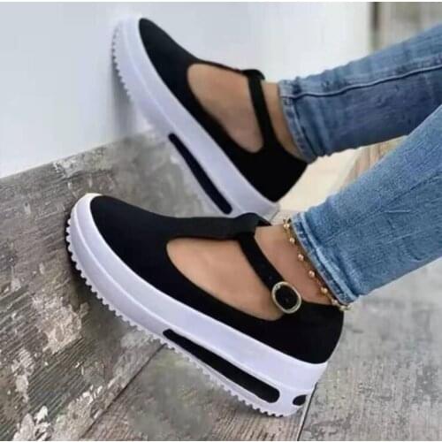 2021 Newest Women Sneakers Vulcanize Shoes Fashion New Female Black White Platform Thick Sole Running Casual Shoe Woman