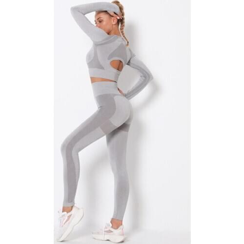 Gmy Women Yoga Set Sport Workout Running Training Sportswear Sexy Quick Dry Breathable shirts & Pants Suit Seamless Yomoriee