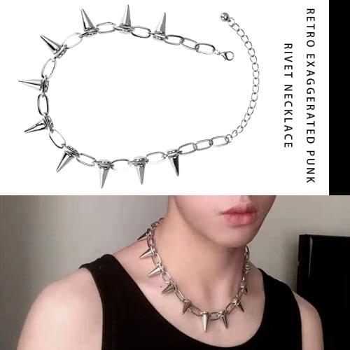 1PCS Spike Rivet Necklace Punk Goth Handmade Rivets Chokers Necklace Rock Gothic Chokers