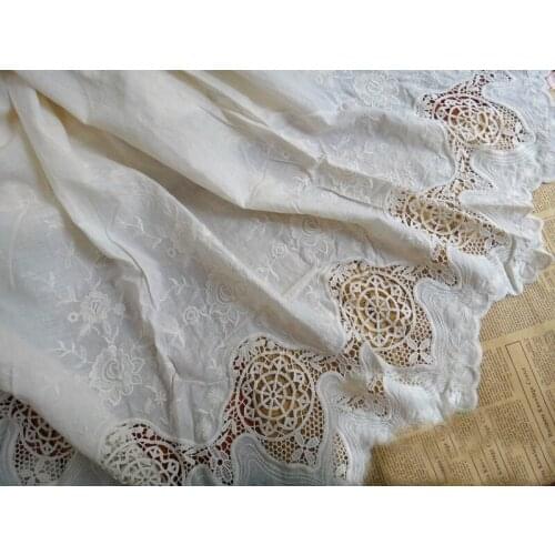 1 Yard/lot width 130cm 51.18" beige cotton fabric both sides embroidery lace trim 1061621L4K575