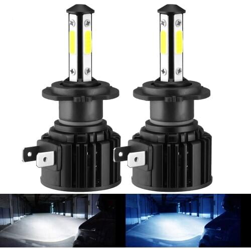 2PCS H7 LED H11 H8 H9 HB3 HB4 9005 9006 6500K 8000K 4 Sides COB Turbo LED Bulb Wireless Car Headlight Fog Lights Auto Headlamp