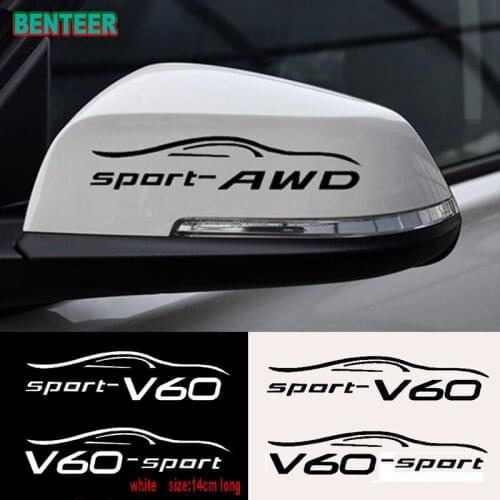 2pcs Car rearview mirror Stickers for Volvo S60 XC90 V40 V50 V60 S90 V90 XC60 XC40 AWD T6 Accessories