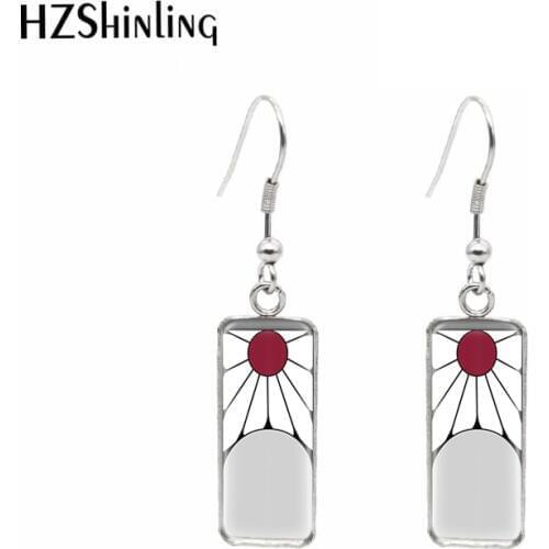 2019 Square Fish Hook Earrings Kimetsu no Yaiba Tanjirou Drop Earrings For Women French Hook Earrings Jewelry