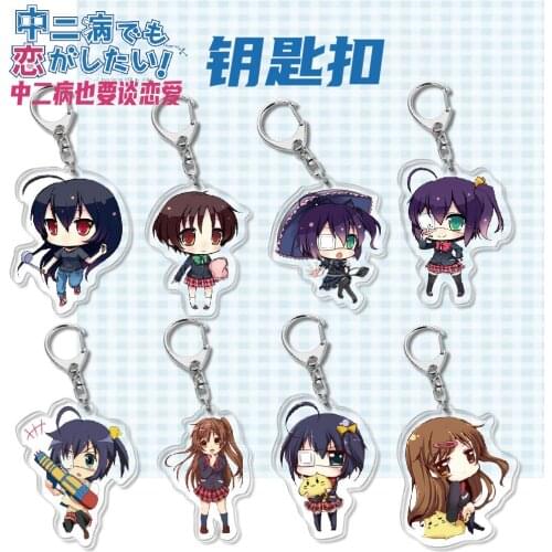 Anime Love Chunibyo&Other Delusions Takanashi Rikka Nibutani Anime Acrylic Figure pendant keychain Keyring Collection Model Toy