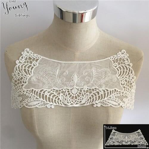 New arrive Embroidery Lace collar Milk fiber Hollow out Applique DIY Trim Sewing Lace Fabric Neckline Wedding dress Accessories
