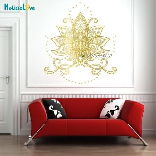 Hot Sale Lotus Mandala Wall Stickers Buddha Bedroom Headboard Decoration Yoga Studio Wall Décor Removable Vinyl Poster BB272