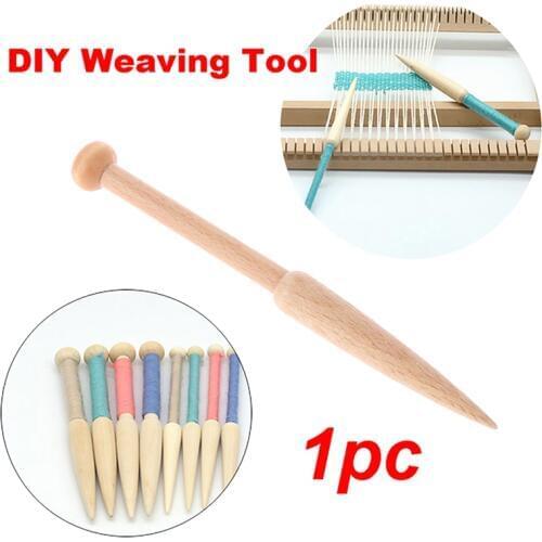 Hot! 1PC DIY Weaving Tool Wood Woven Sweater Scarf Tapestry Bobbin Stick Single Head Solid Crochet Hook DIY Loom Tools