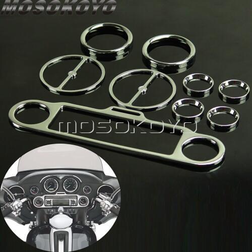 Chrome 2" Speedometer Stereo Speaker Bezels Accent Trim Ring Horn Cover For Harley Touring Ultra Classic FLH Road Street Glide