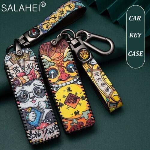 Leather Car Key Cover Case Shell For Haval Great Wall Wey C6 A7 A8 R8 P8 A1 A3 A4 A5 Q7 VV6 VV7 Auto Protect Accessories