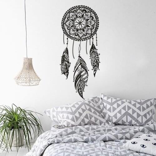 Mandala, Boho Style, Dream Catcher Vinyl Wall Sticker, Lndian Decorated Bedroom Wall Decal, Dream, Bedroom Sticker Mural