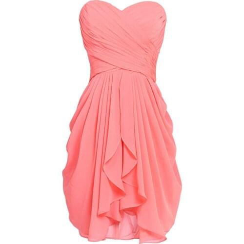 Fashion Homecoming Dresses Sweetheart Sleeveless Pleated Prom Gowns Chiffon A-LINE Mini Backless Party Dresses Graduation Gowns