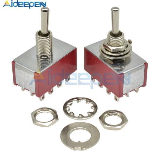 MTS-403 ON-OFF-ON Toggle Switch 3 Positions 12 Pins 120V 5A 250V 2A Mini Miniature Toggle Switch 13*22MM (MTS403)