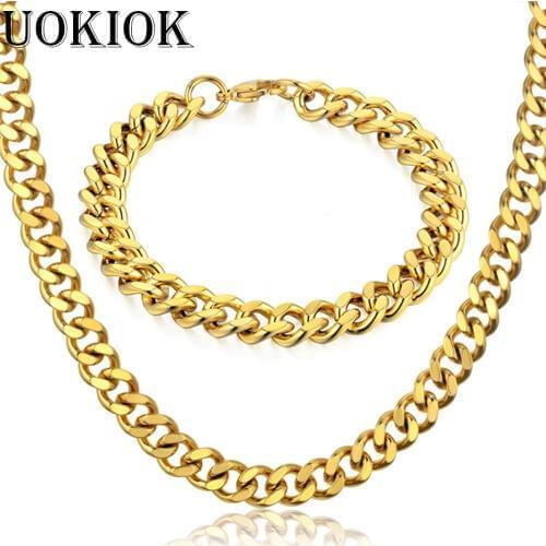 9MM Mens Boys Miami Cuban Link Bracelet & Chain Set Heavy Long Stainless Steel Hip Hop Necklace Chain Jewelry Sets S778