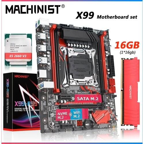 Machinsit X99 Motherboard With XEON E5 2660 V3 CPU 2*8GB DDR4 2133 ECC Memory Combo Kit Set LGA 2011-3 Processor Four-channel