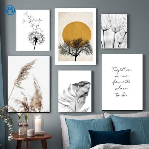 Wall Art Canvas Painting Black and white Plant still life Pine Dandelion Nordic Posters Decorative Picture Modern Home Decor