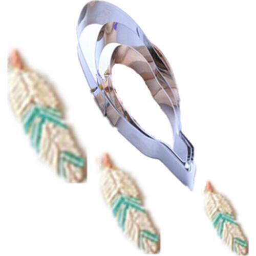 Newest 3PCS/Set Stainless Steel Feather Cake Mold Fashion Kitchen Utencils Paste Gum Fondant Cutters Baking Decorating Tools
