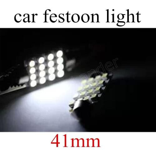 New arrival 10pcs White 41mm DC 12V 3528 16SMD Festoon Dome Car Reading Lamp Wedge bulbs Auto Roof Car Light