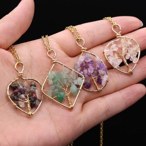 Hot Sale Natural Stone Necklace Irregular Tourmaline/Amethyst/Green Aventurine Pendant Unisex Love Romantic Gift Chain 40+5 CM