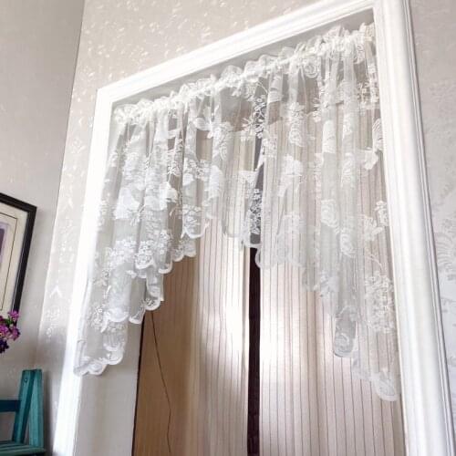 Pastoral Lace Screen Curtains Butterfly Pattern Curved Window Curtains Kitchen Arch Partition Curtain Home Textile Decoration
