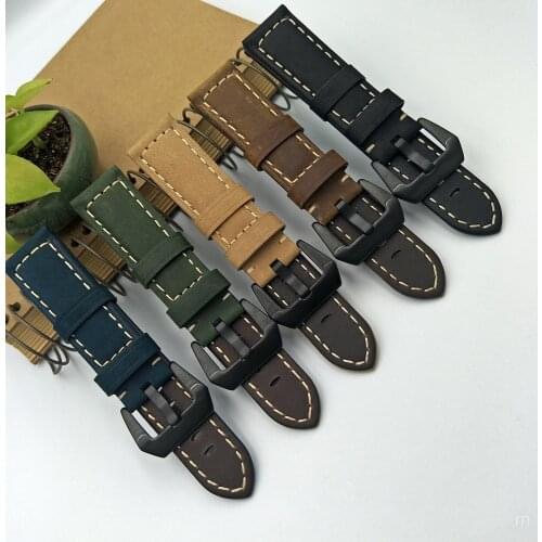 Vintage Genuine Leather Watchbands Business Belt 20mm 22mm 24mm Women Men Crazy Horse Leather Watch Band Strap Watch Accessories